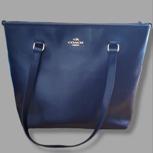 Coach pebbled leather navy small city zip tote/shoulder bag